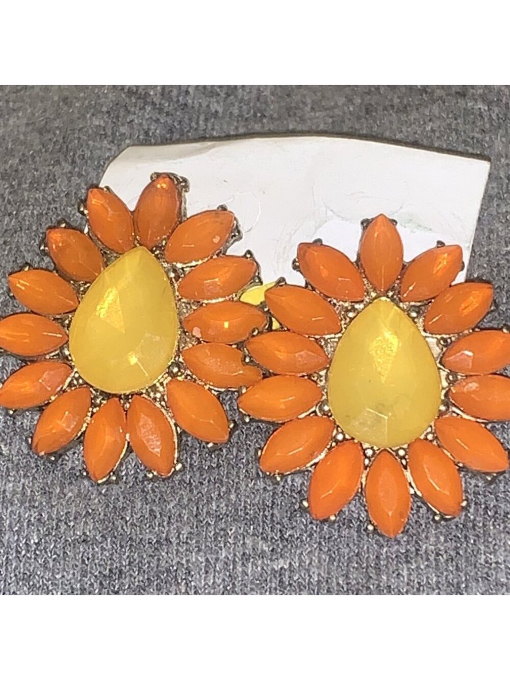 Orange Flower Earrings  Vintage Yellow And Orange 60’s
